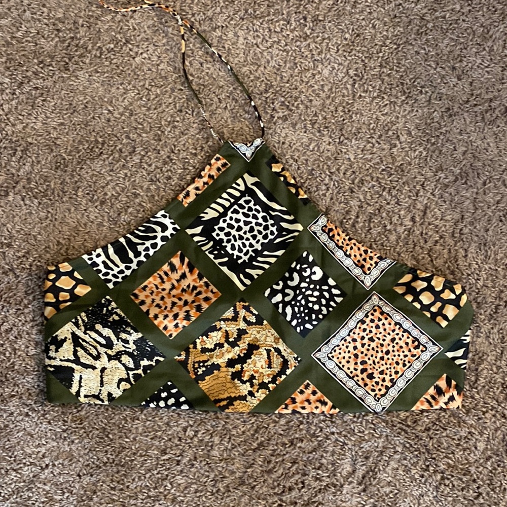 Animal print halter crop top